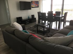 This space opens onto the deck with uninterrupted bay views.