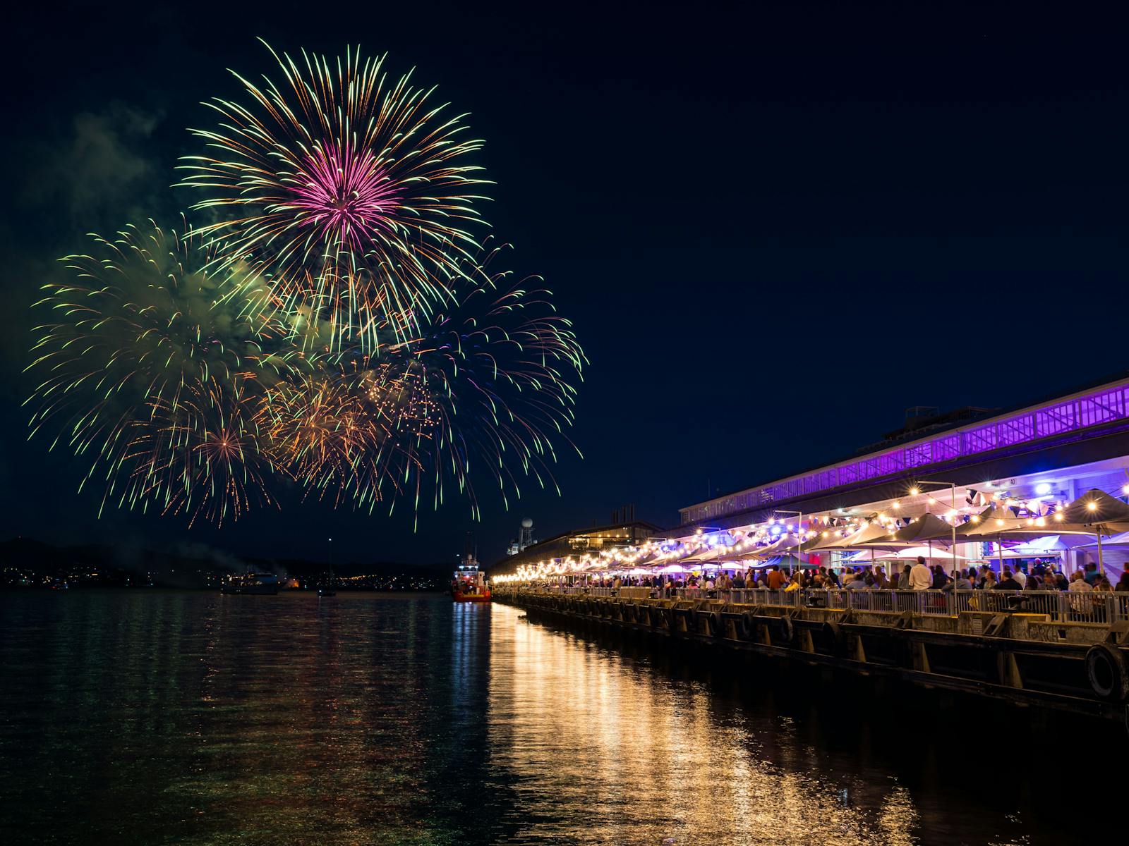 Fireworks over the River Derwent ring in the new year at Tasmania's Taste of Summer!