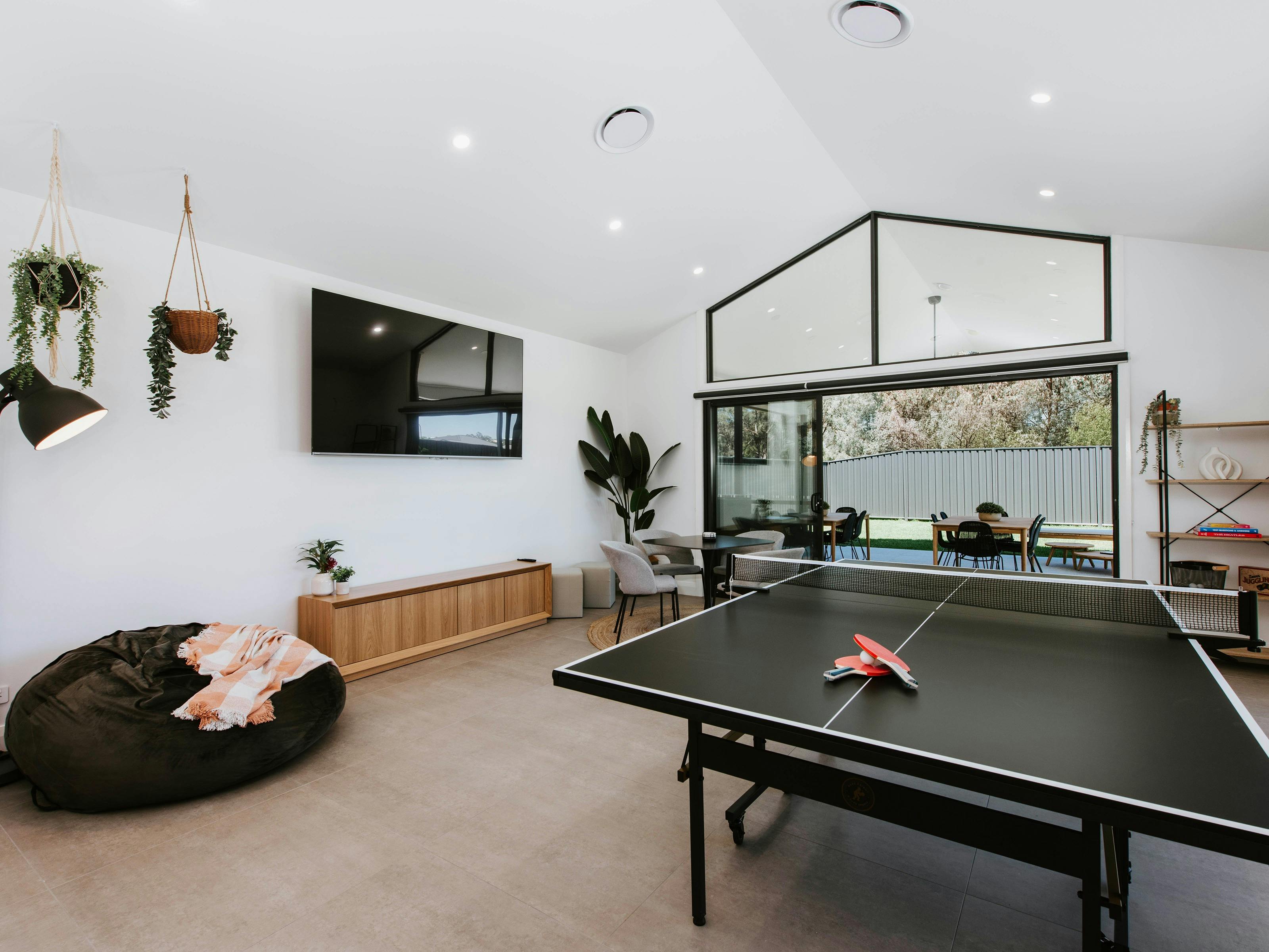 Games area in Mudgee House with board games and ping pong