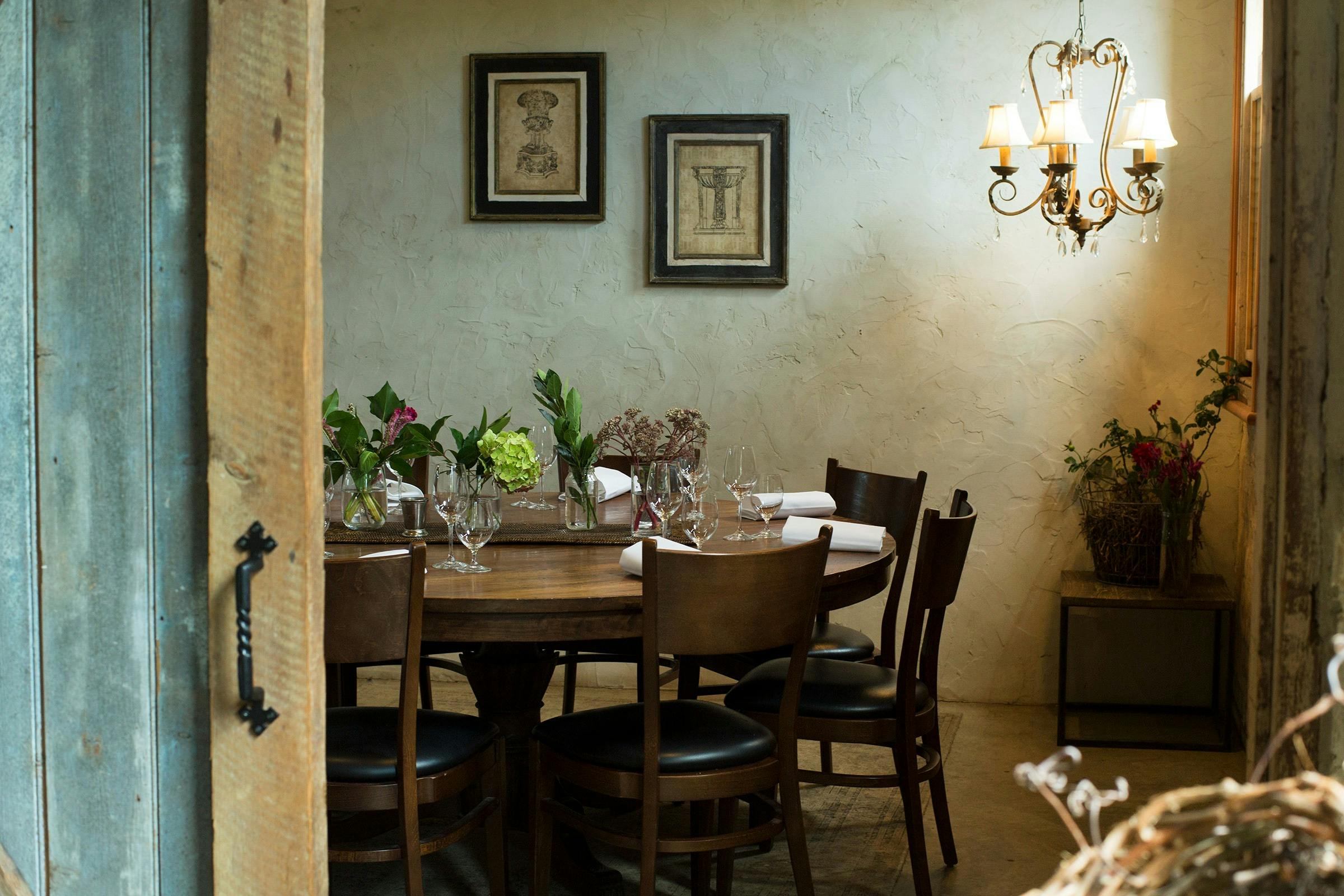 Private Dining Room - round table that sits 8 guests