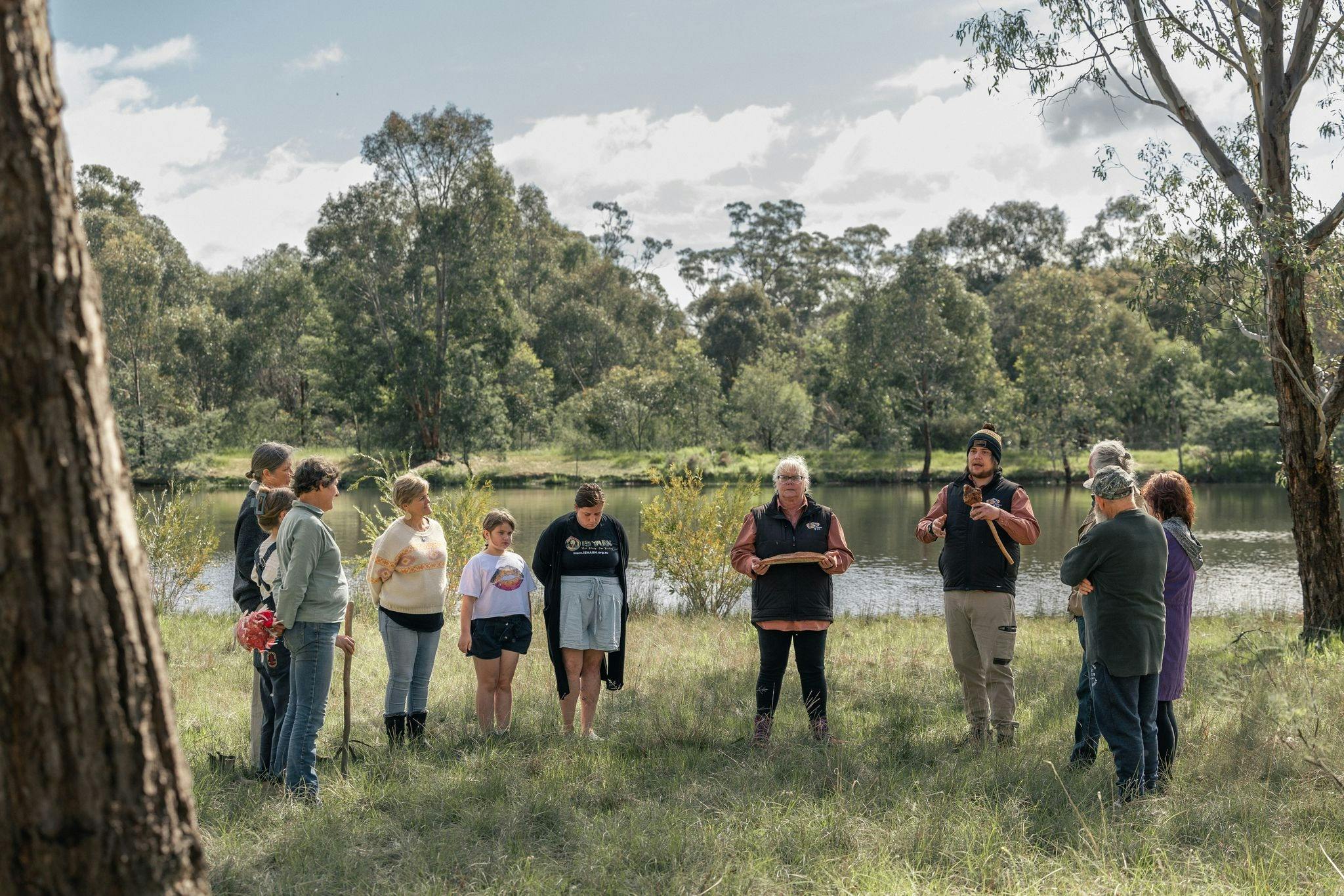 Group of people standing at the Euroa Arboretum