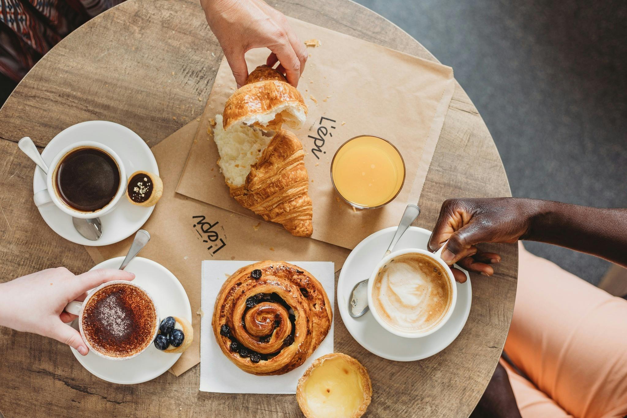 pastries and coffee at L'épi Artisan Bakery Canberra