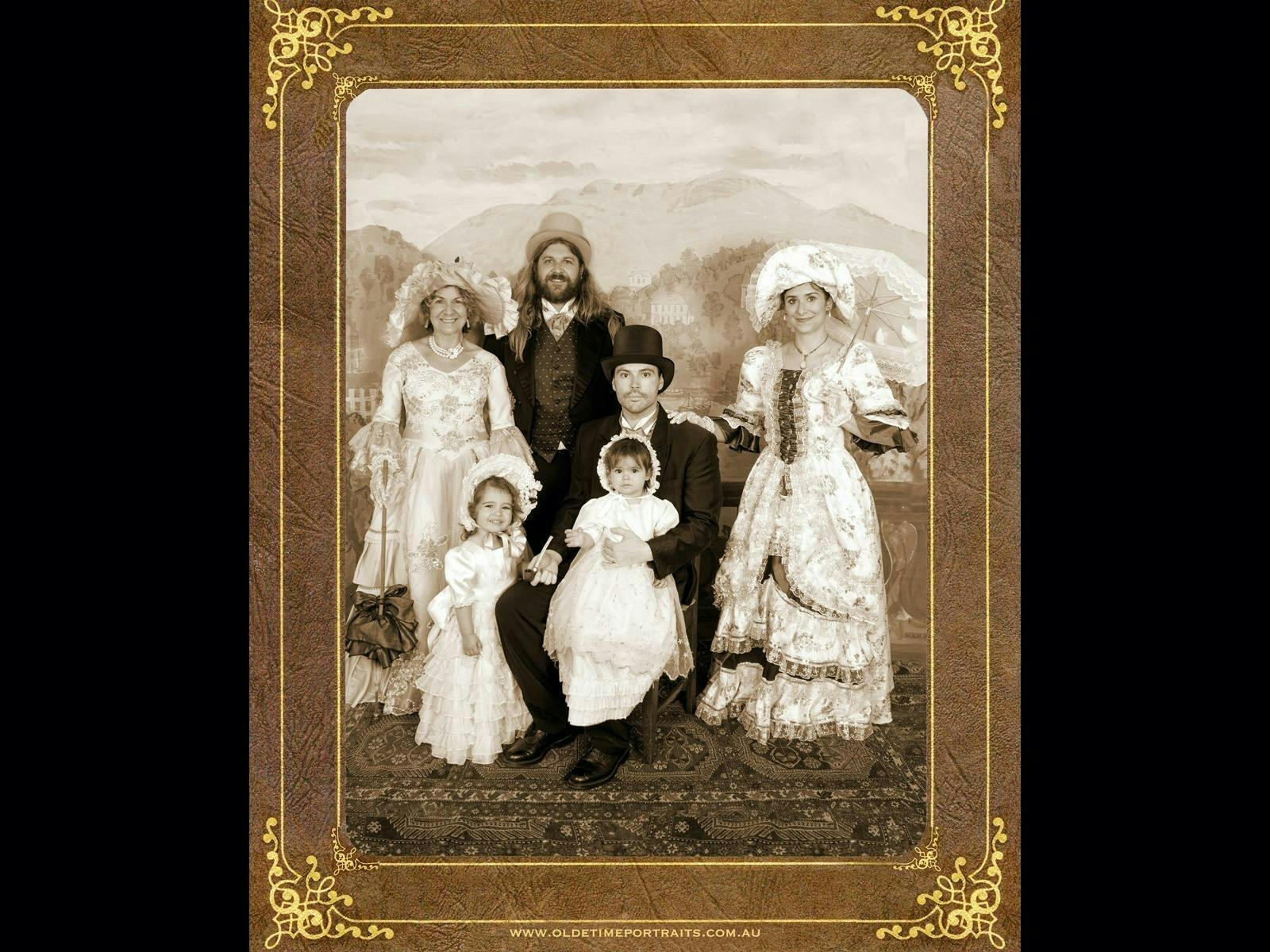 Family portrait in Victorian-era costume image