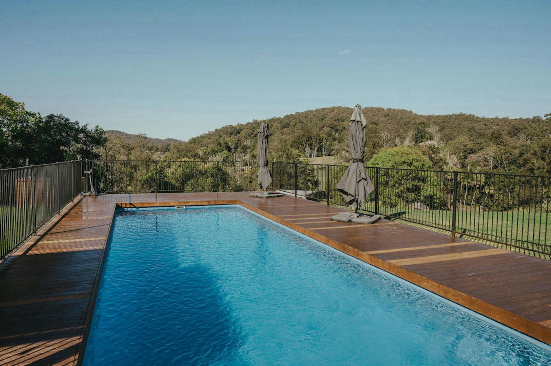 Outdoor Mineral Pool overlooking the natural landscapes and bushland