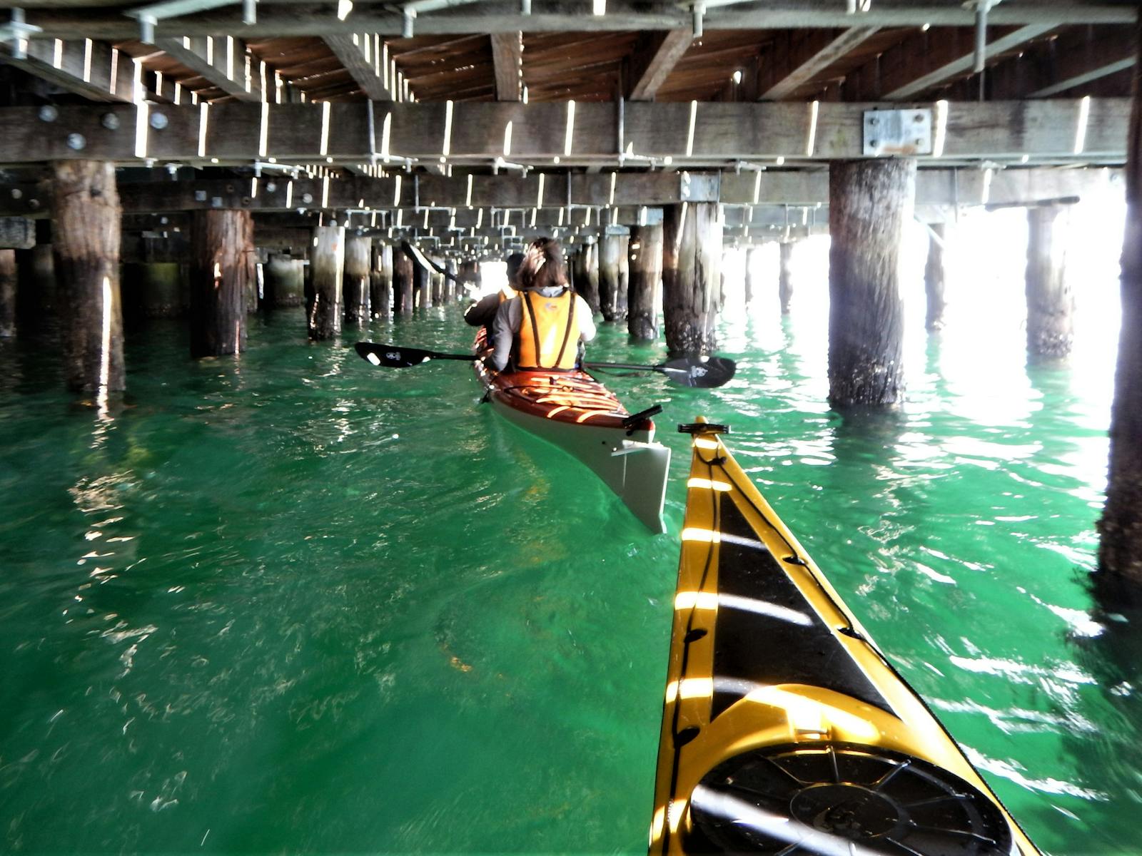 Paddling under the wharves