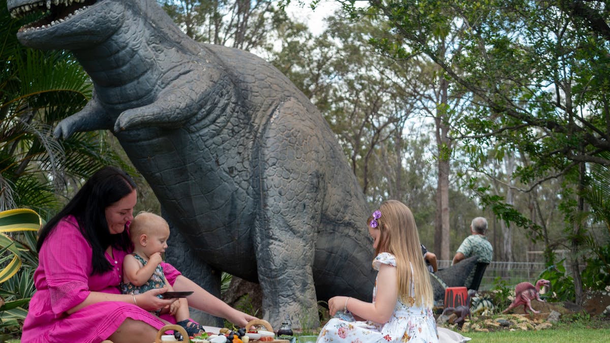 Making memories with prehistoric friends under the sun.