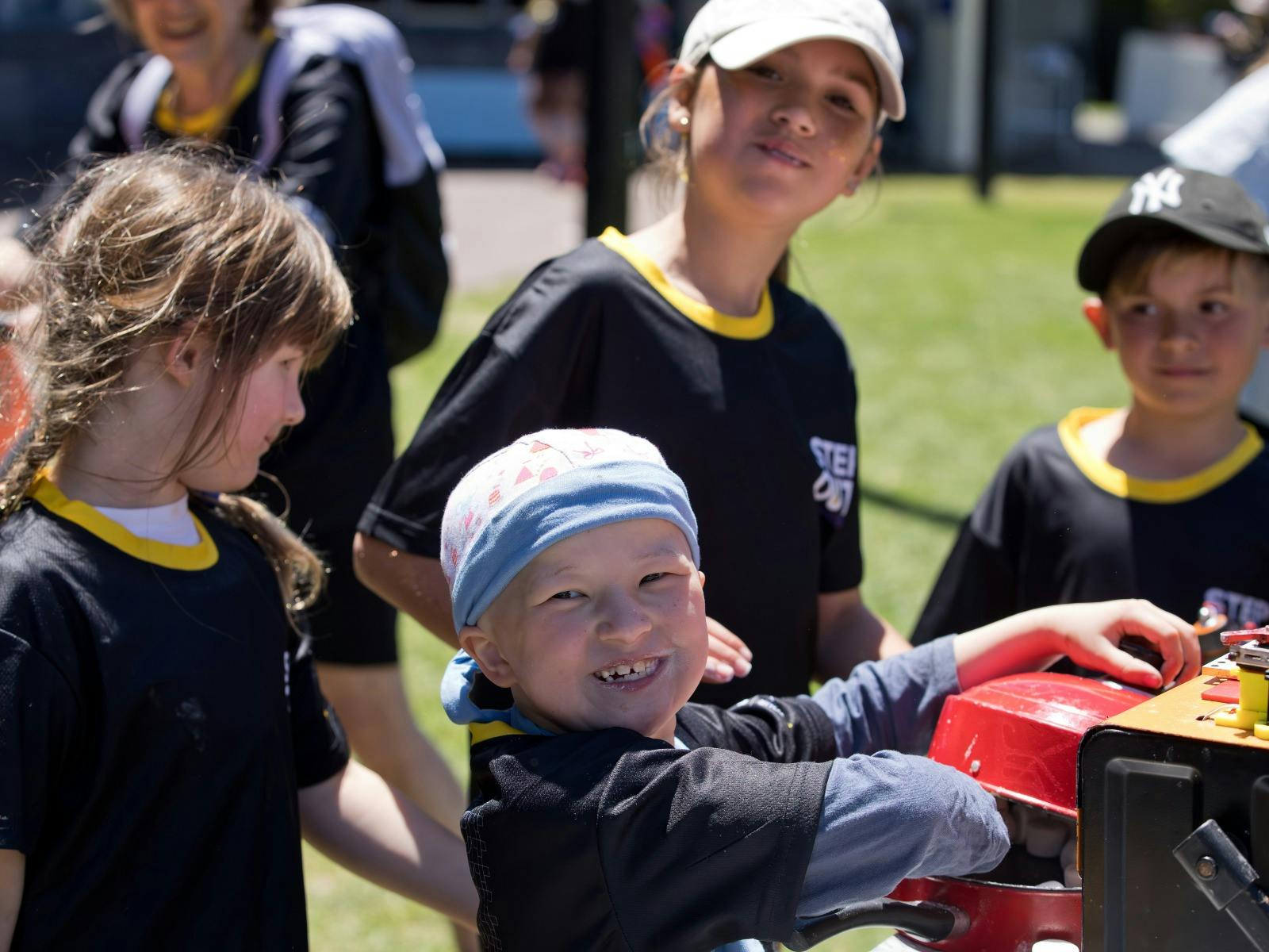 Children at Royal Randwick Racecourse for the Step Out for Cancer finish festival