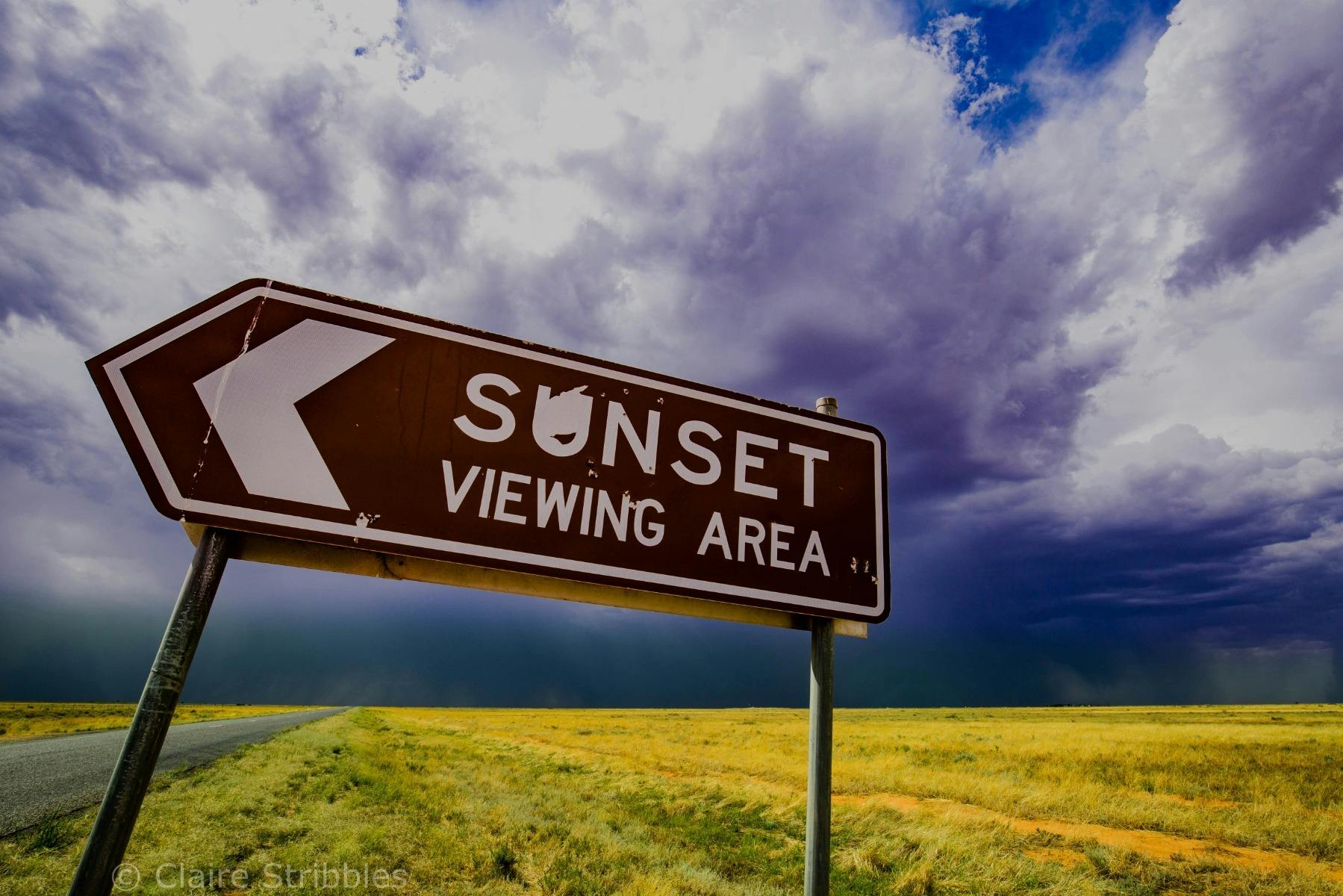 sign at sunset viewing area