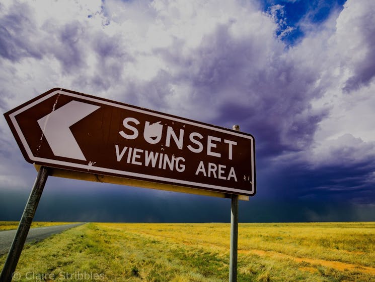 sign at sunset viewing area