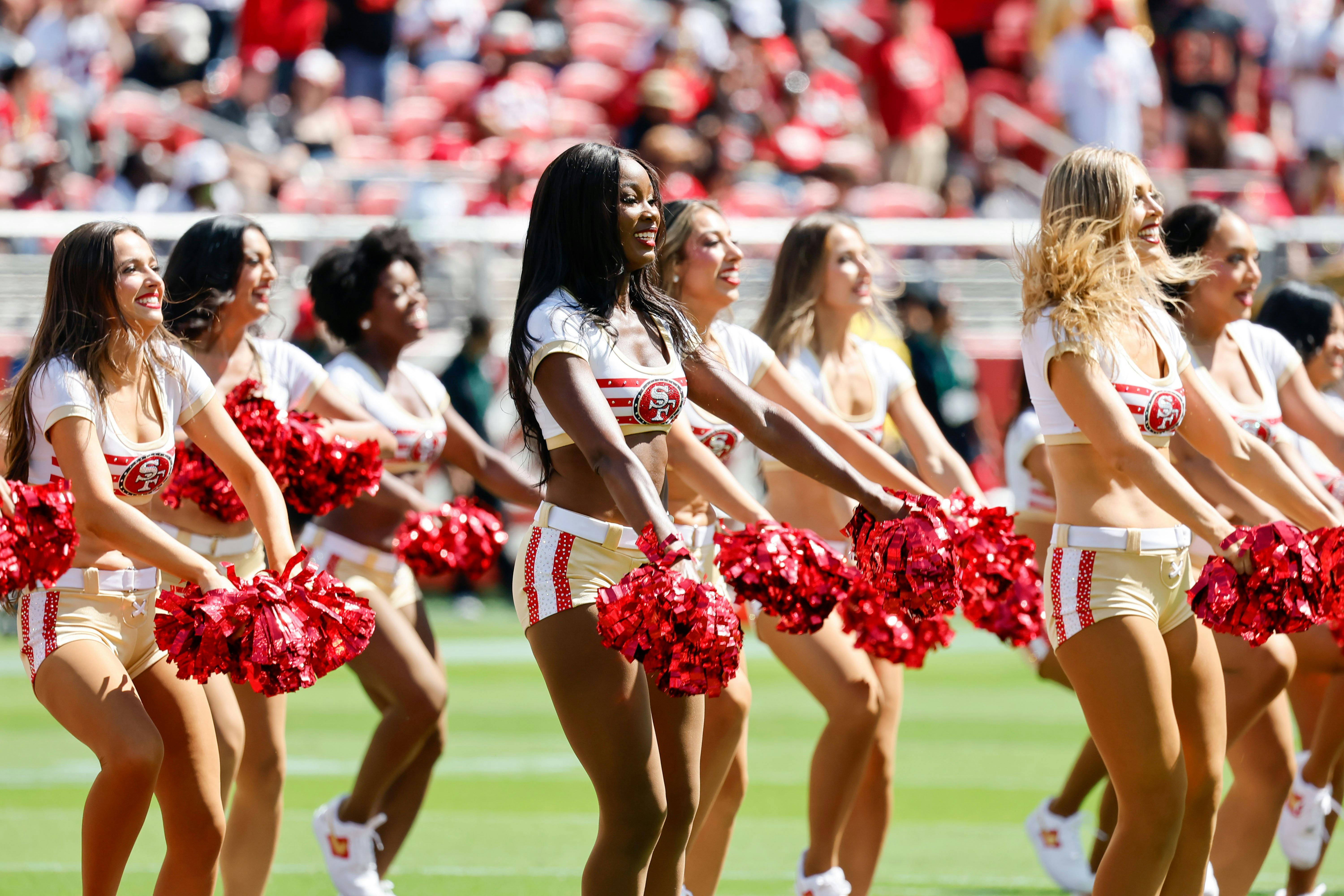 Cheerleaders performing