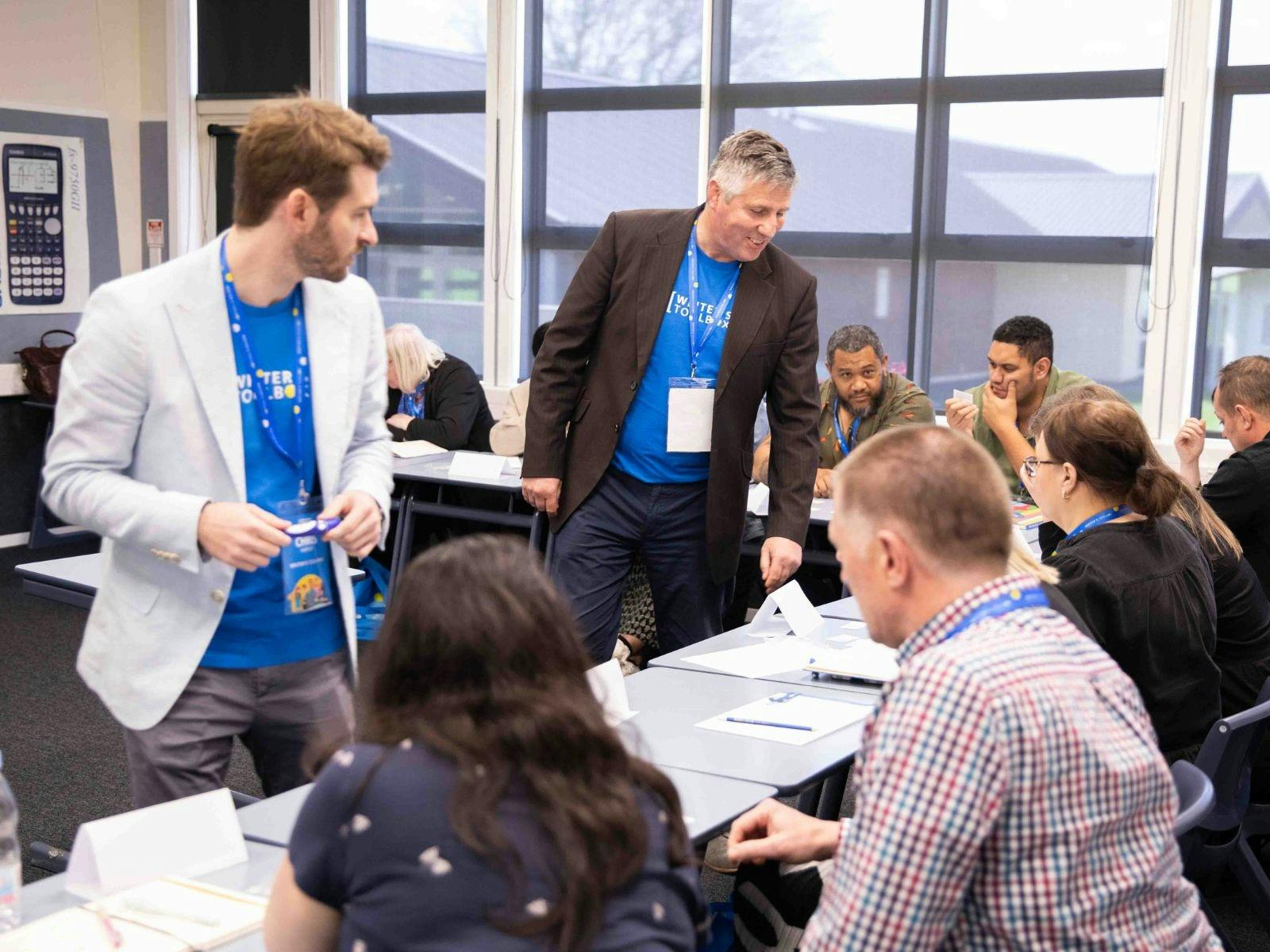 Writer's Toolbox writing coaches with workshop group