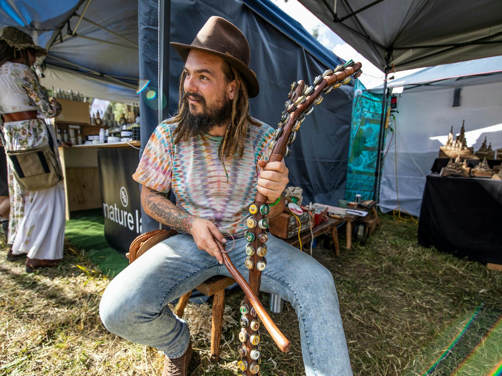 Musician performing at the 2019 St Albans Folk Festival