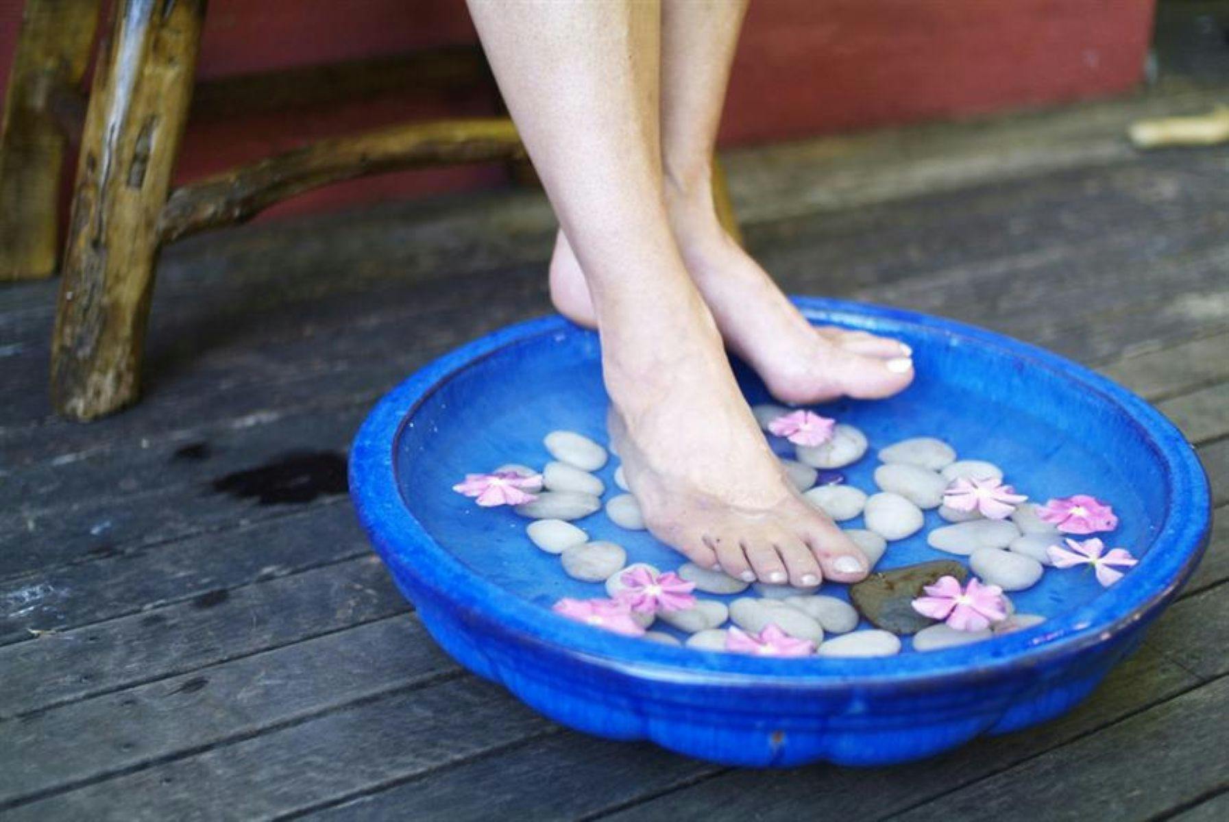 Soaking feet in spa bath
