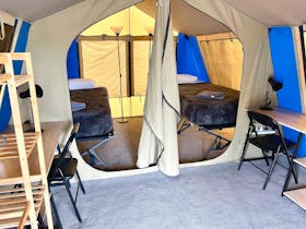 Tent with a twin bed