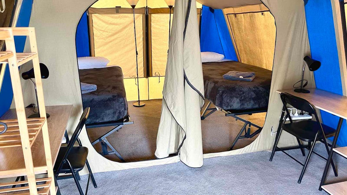 Tent with a twin bed