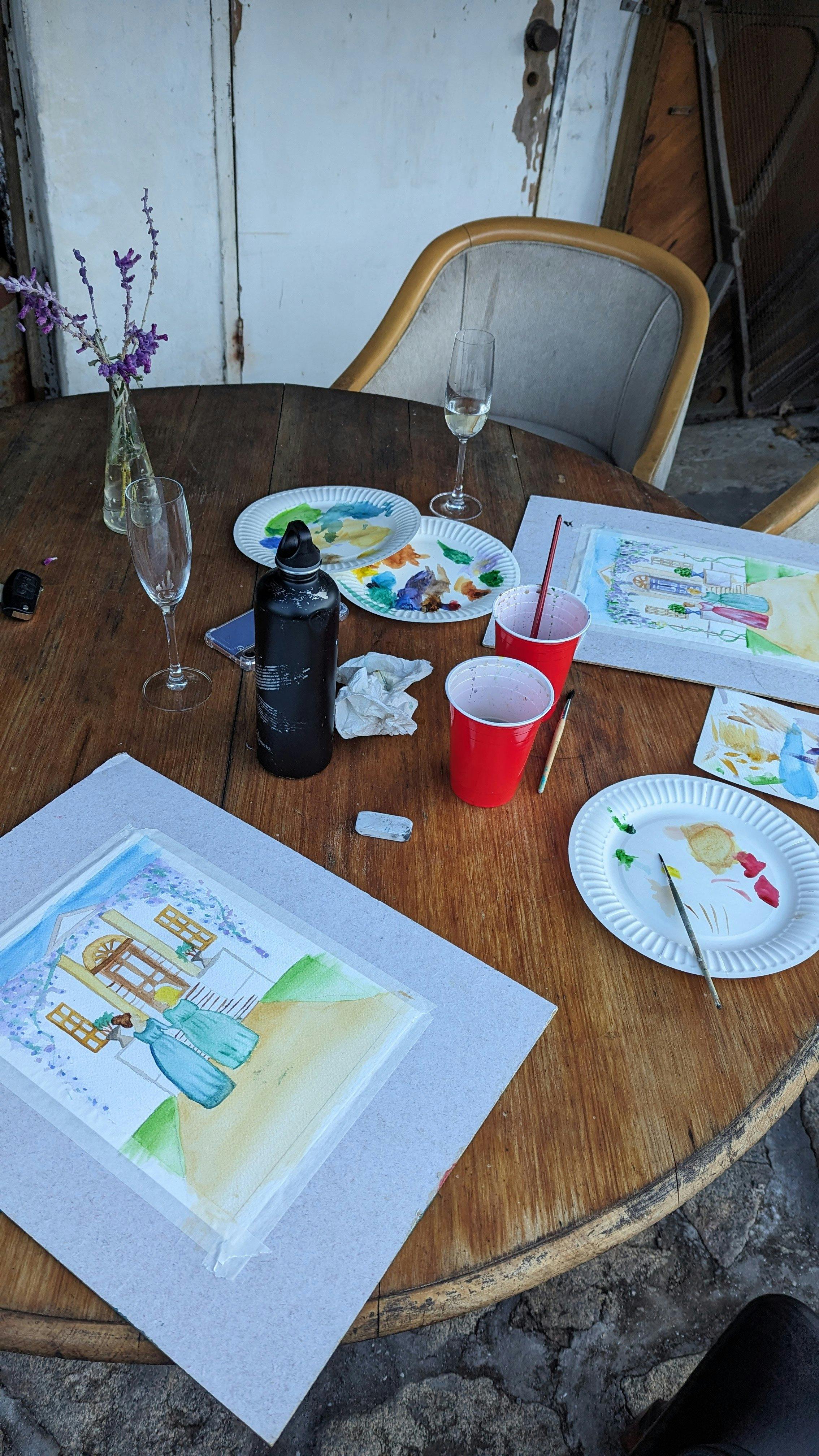 Workshop participant painting spot
