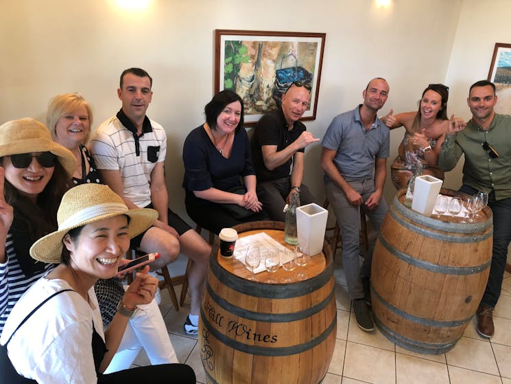 A Best Tour group enjoying the wines at Ernest Hill Wines.
