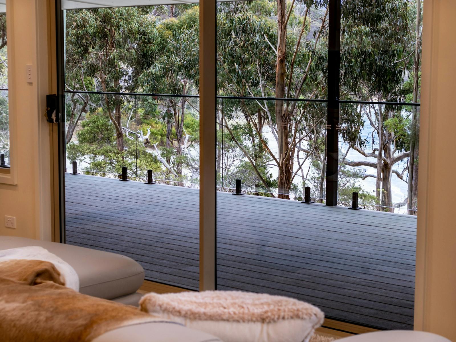 Ocean view from Cabin through glass doors
