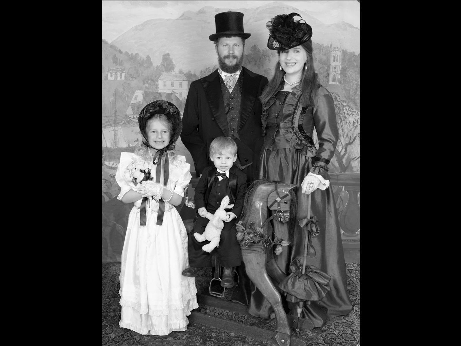 Family portrait in Victorian-era costume image