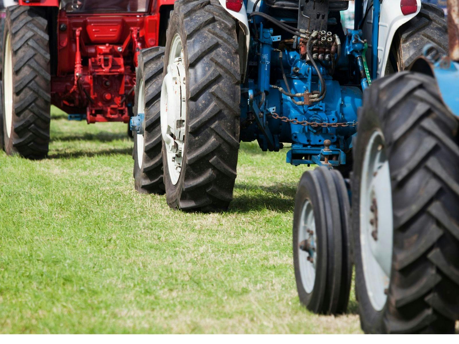 Tractor wheels in a row