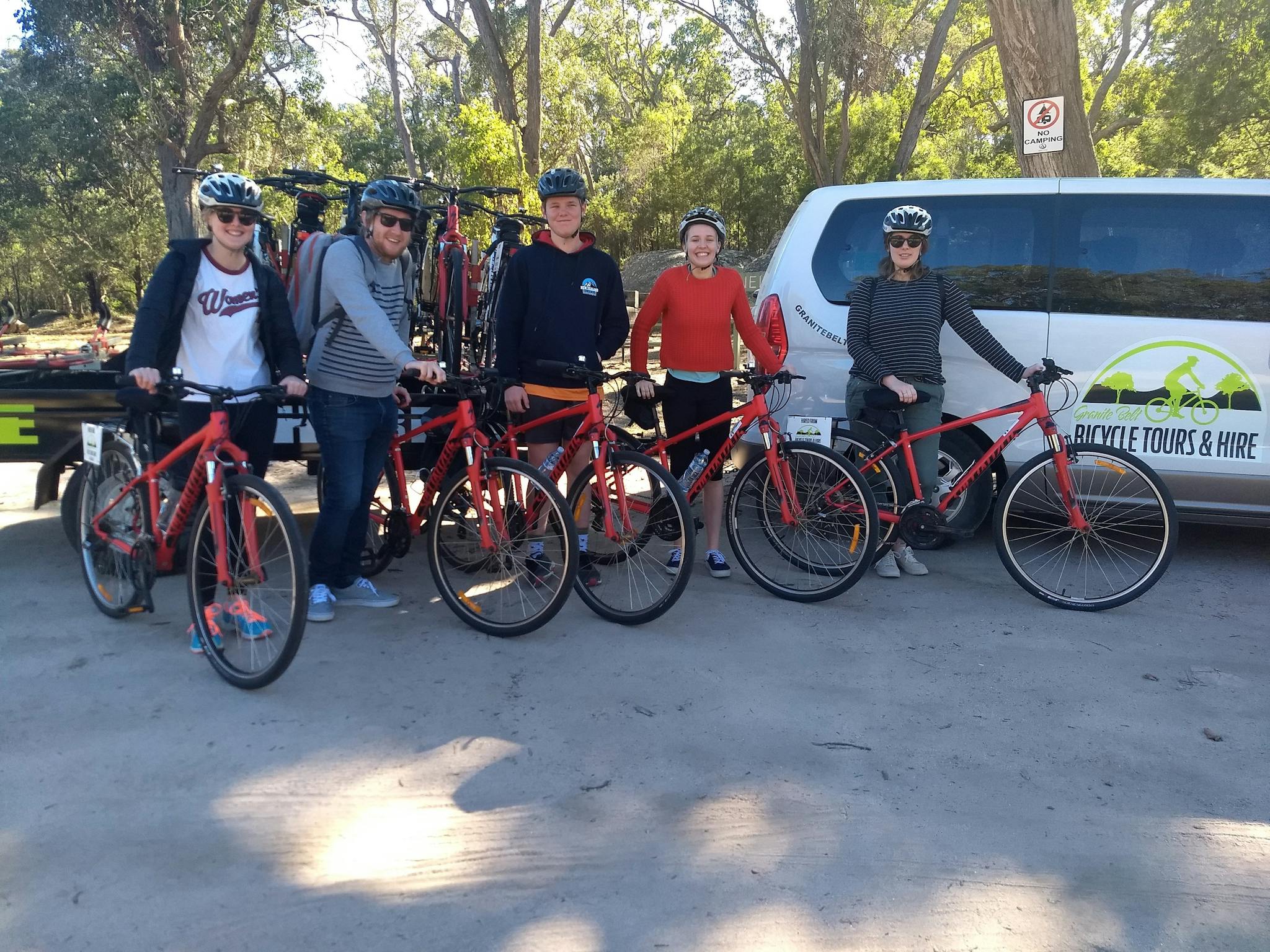 Bikes and riders at the van