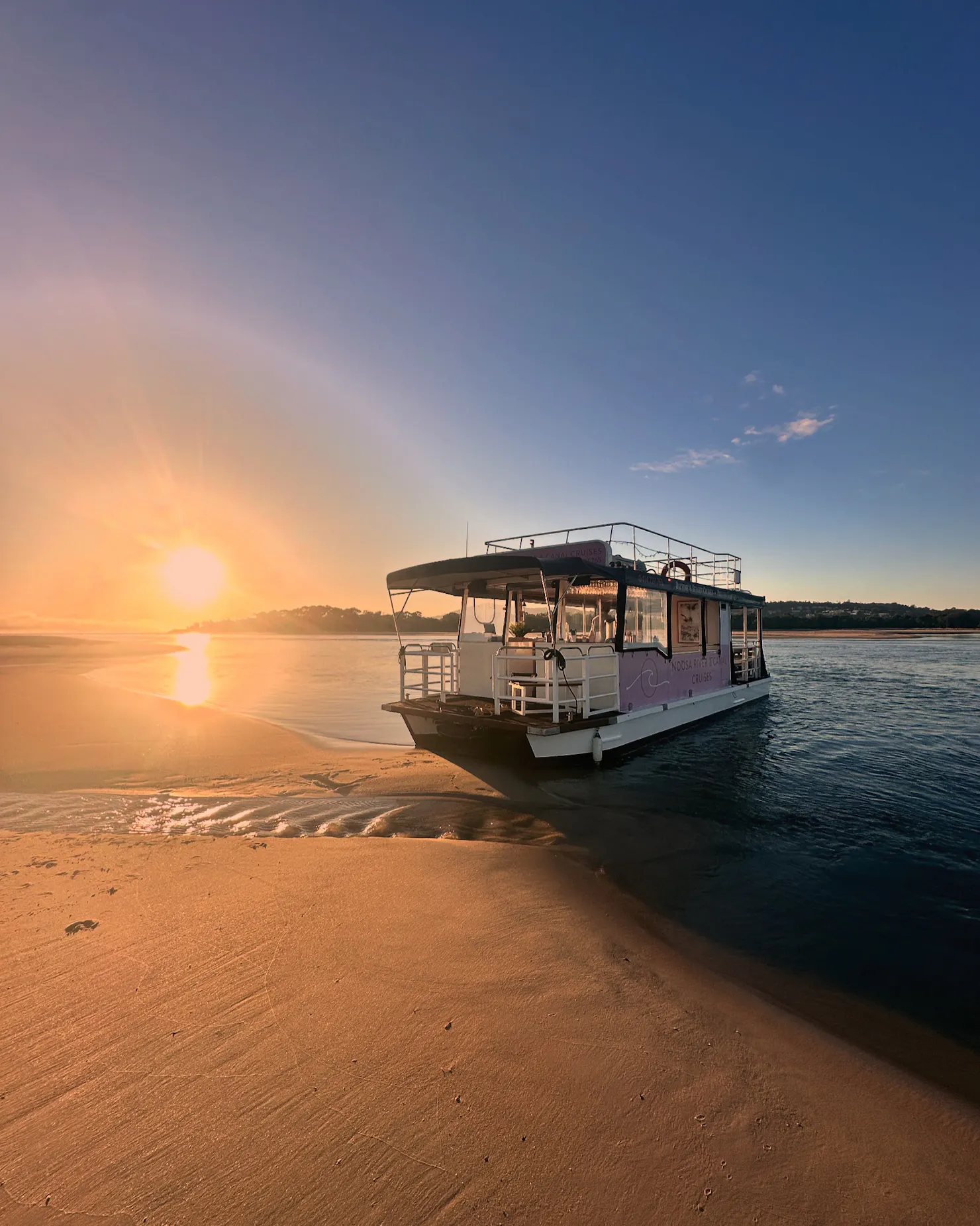 Our Pink Boat on the Noosa River