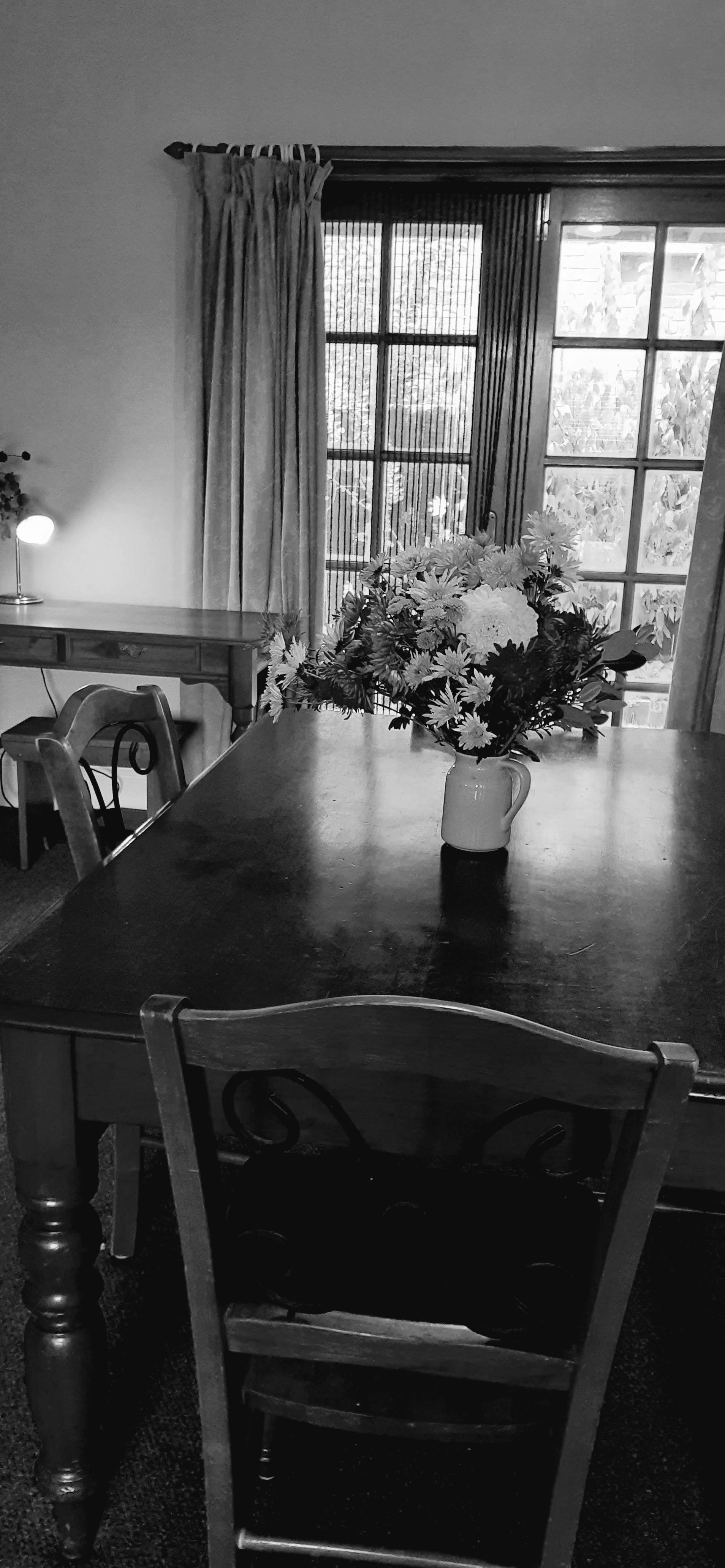 Dining room view through to porch