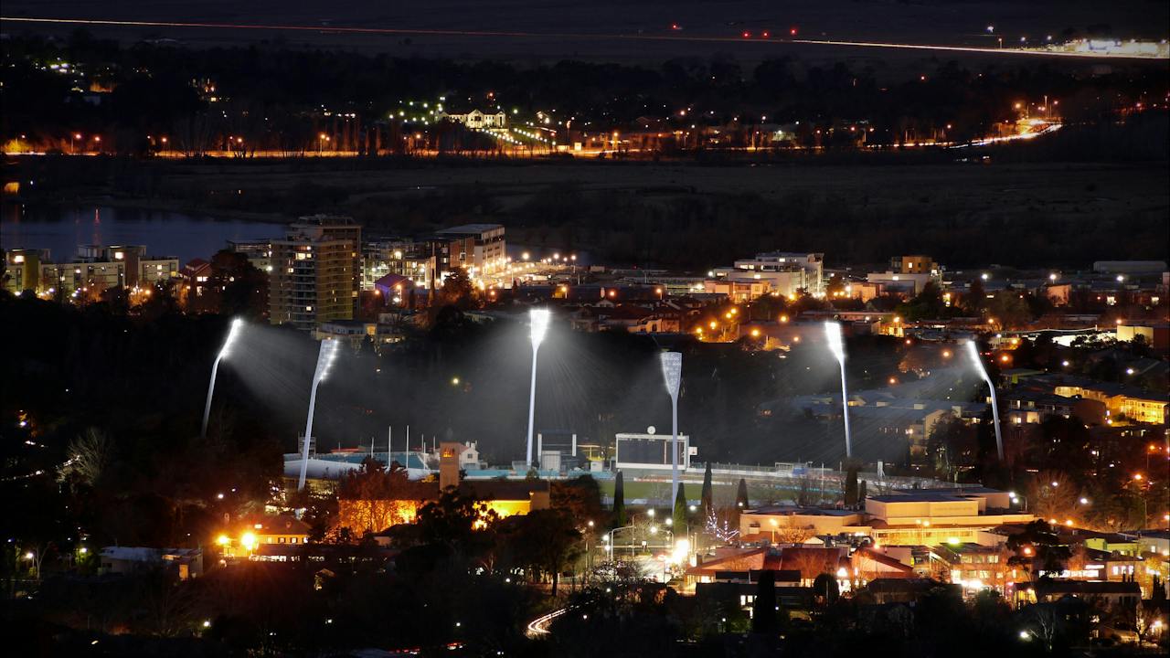 Manuka Oval lights up the night