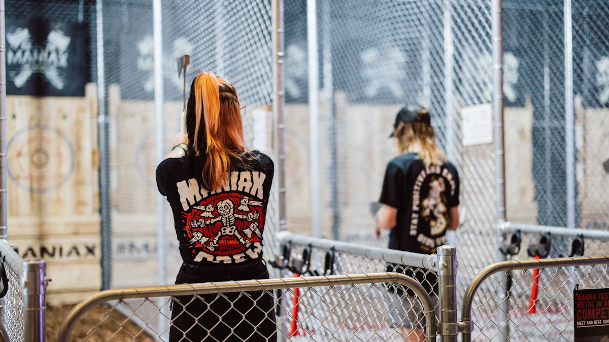Girl Axe Throwing in Abbotsford