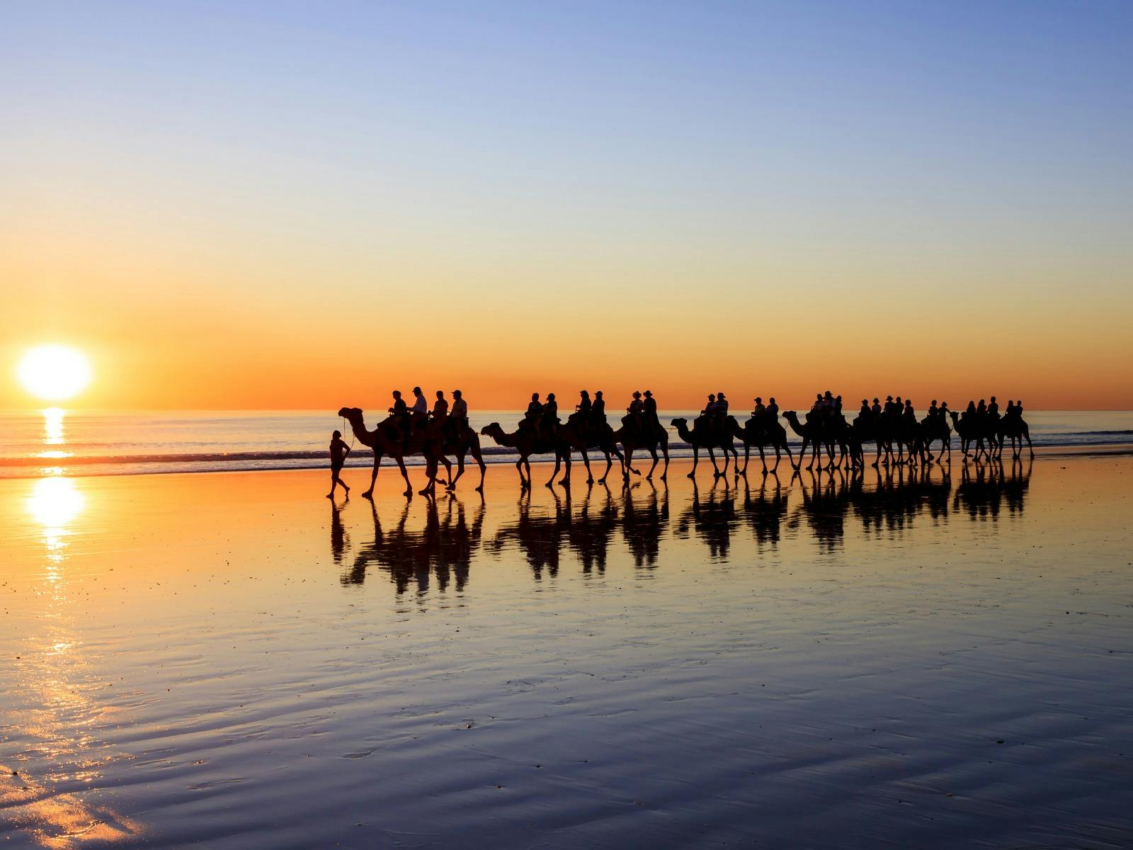 Sunset camel ride at Broome's Cable Beach