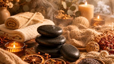 Hot stone and herbal ointment treatments