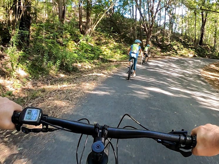 Rider view of cycling the backroads from Mullumbimby to Billinidgel