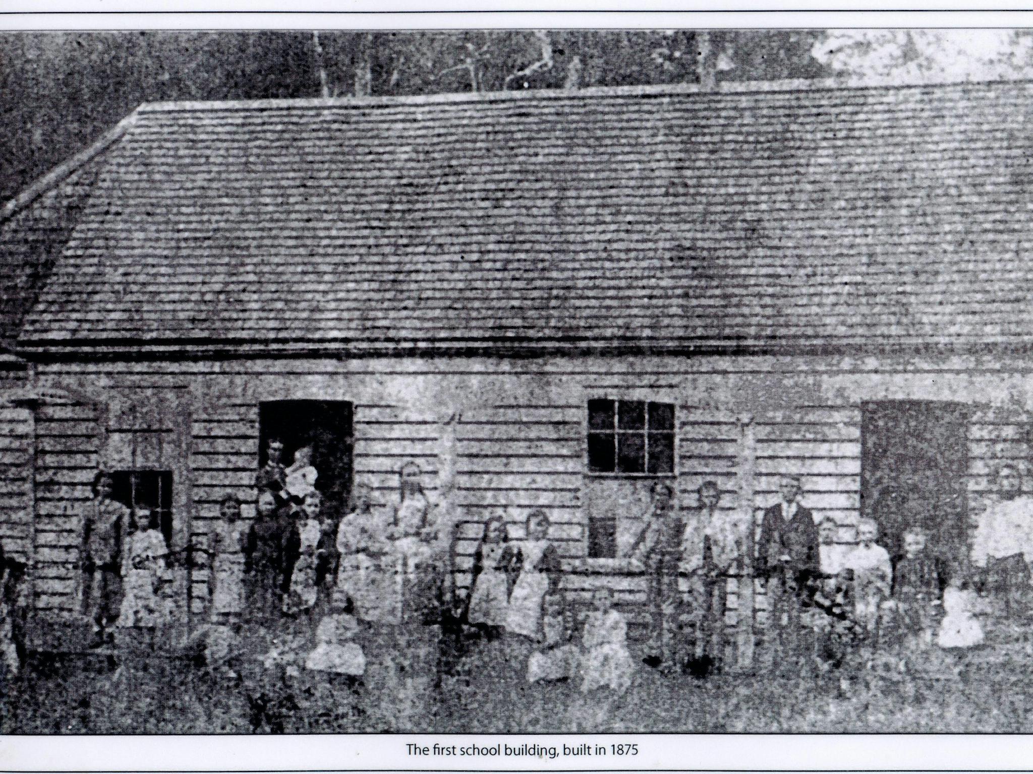 Old black and white photo of school