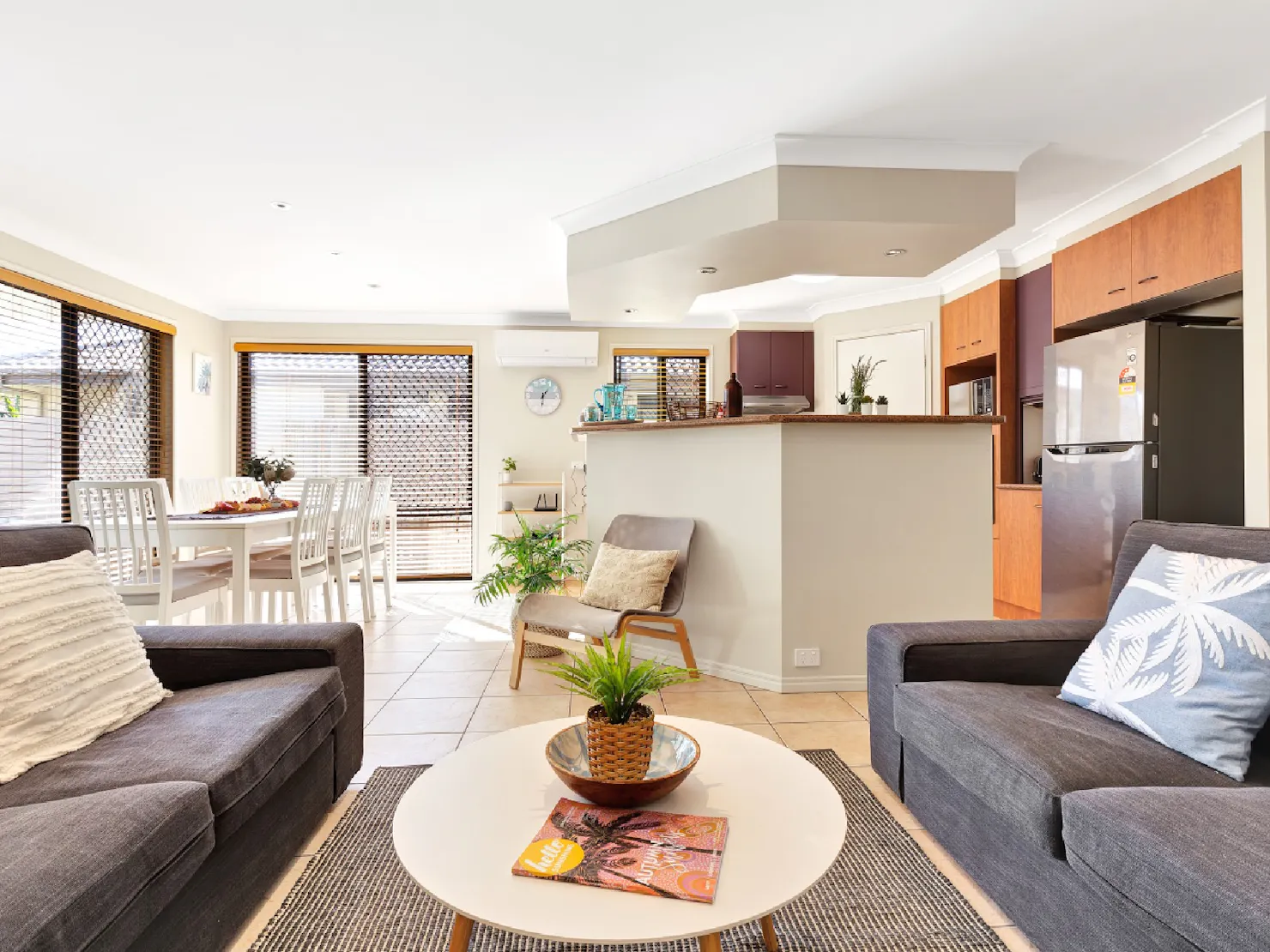 Open plan kitchen, dining and living area