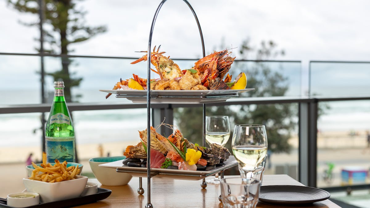 Seafood platter with an ocean view at Seascape Restaurant and Bar