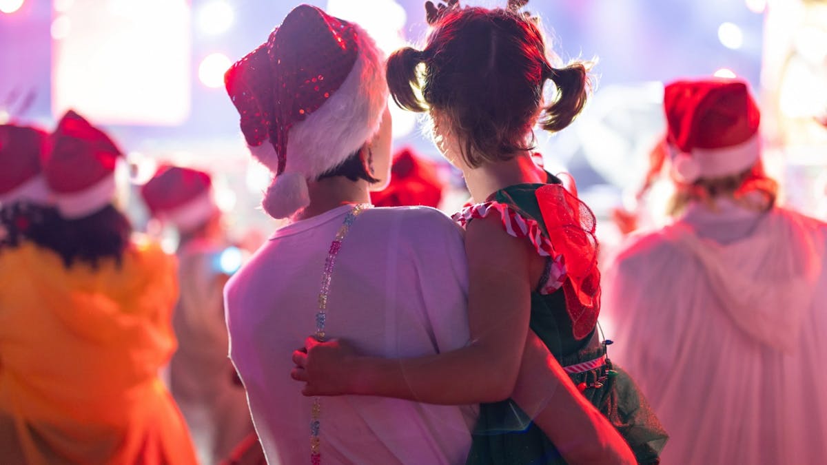 Mum and daughter in festive outfits