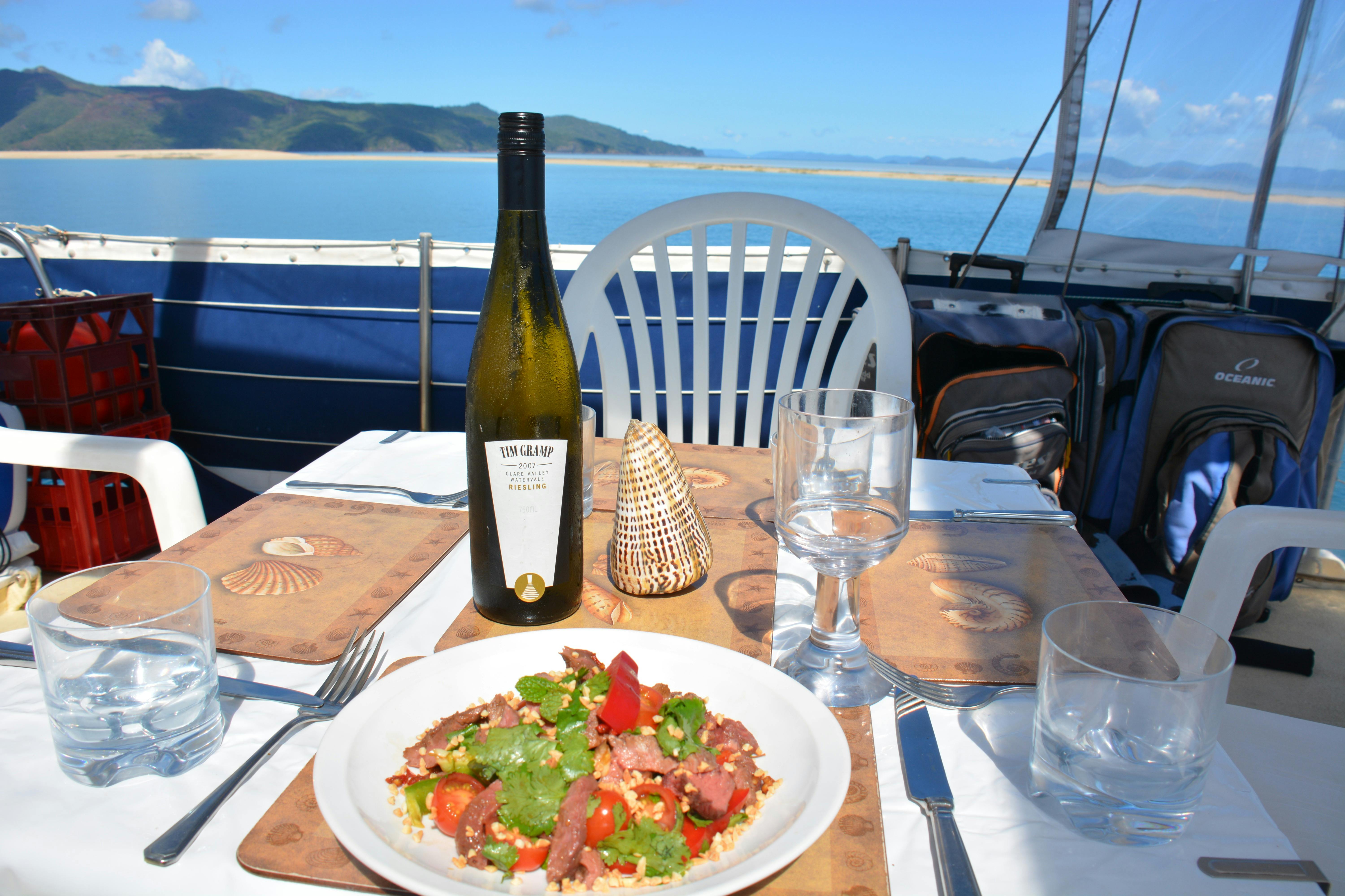 Asian Beef salad served in idylic surroundings