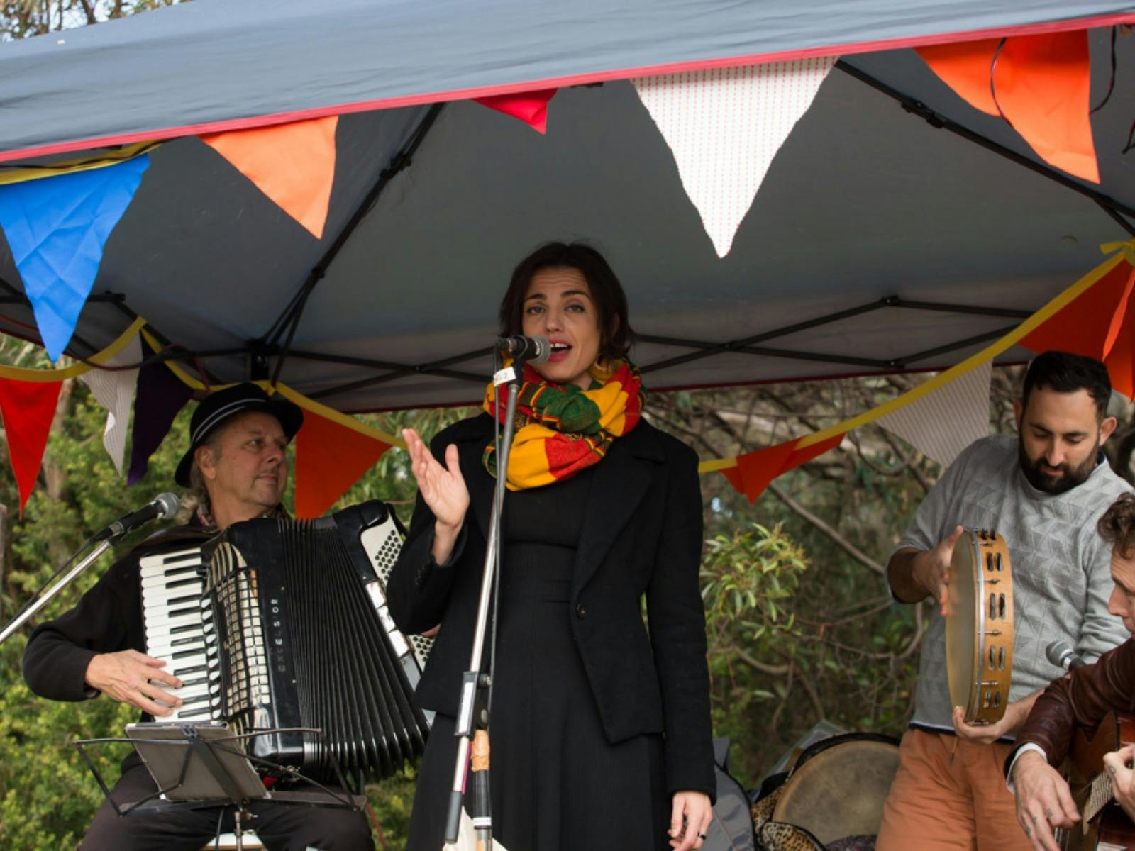 An Italian band plays music at a CERES festival.
