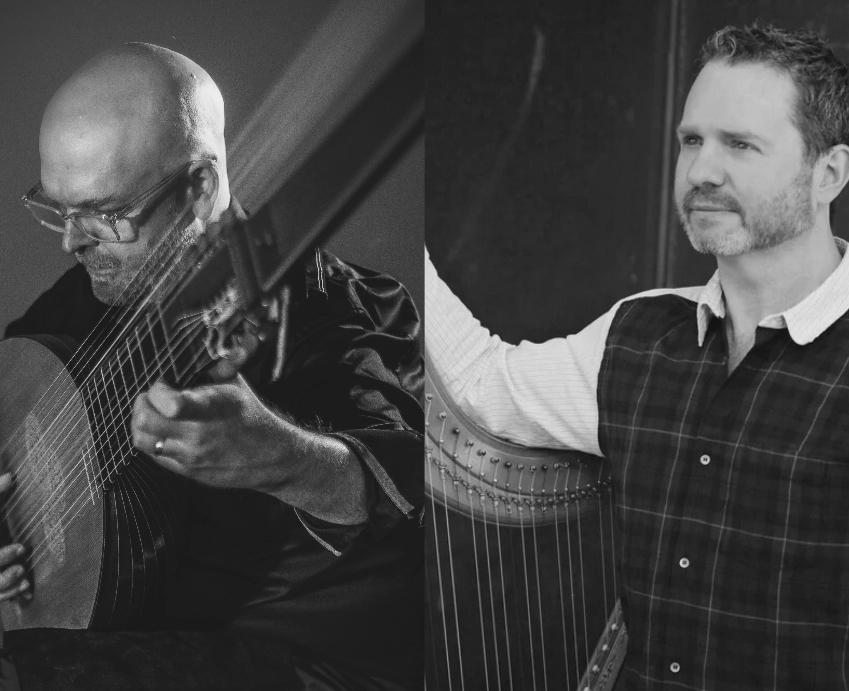 two men playing instruments