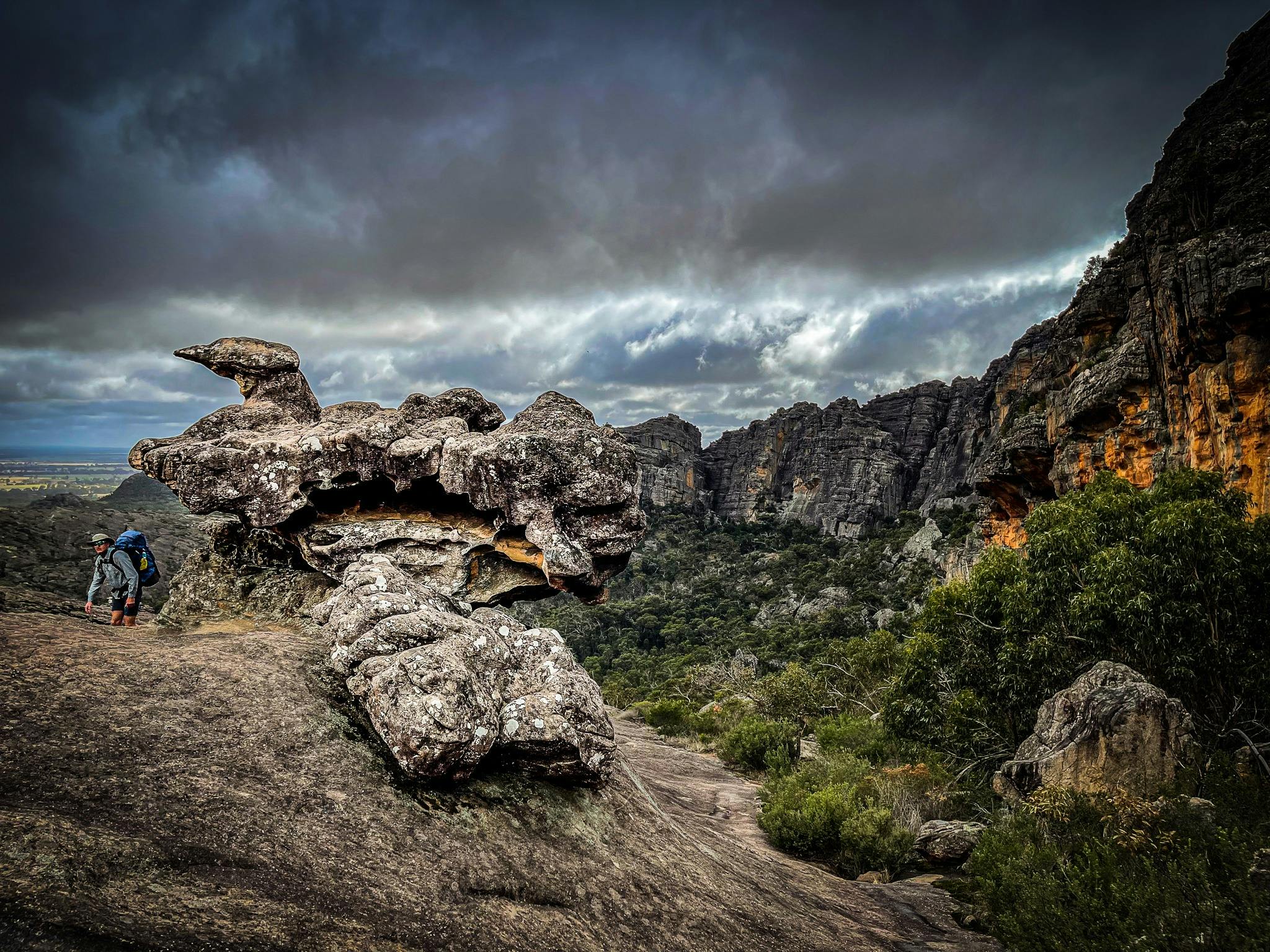 The famous "bird rock" under the Taipan Wall of Mt Stapyleton