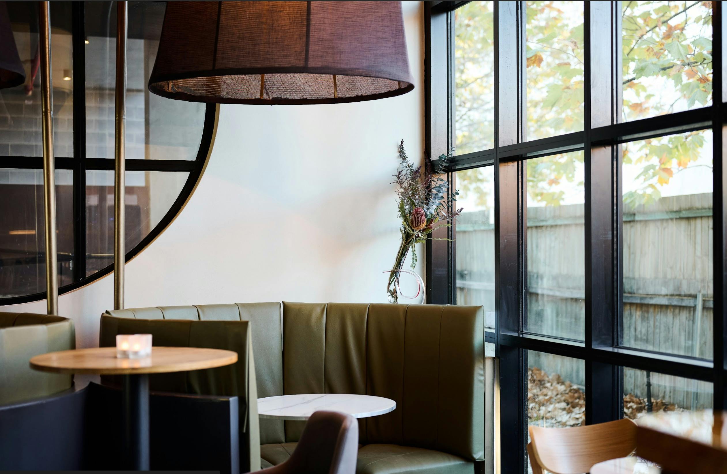 Small booth setting inside the bar