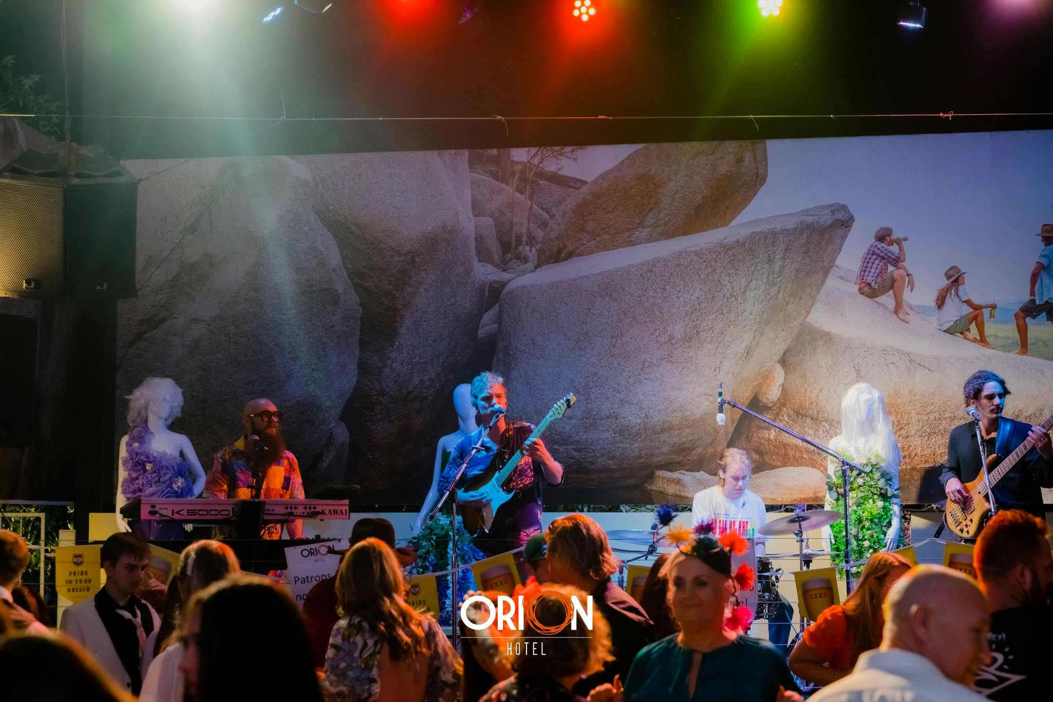 Live band on stage performing at Orion Hotel Springfield
