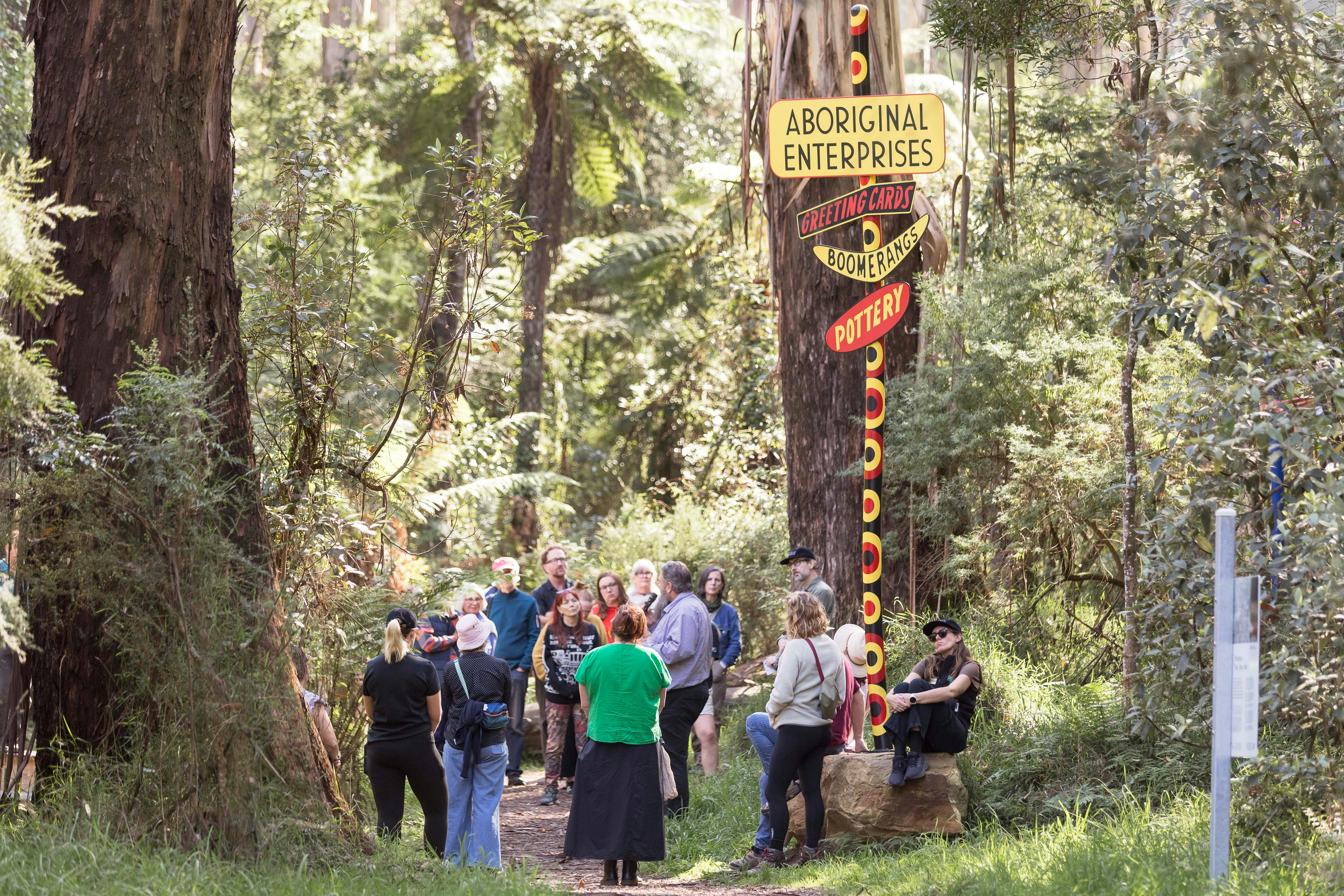 guest listen to a talk in the forest