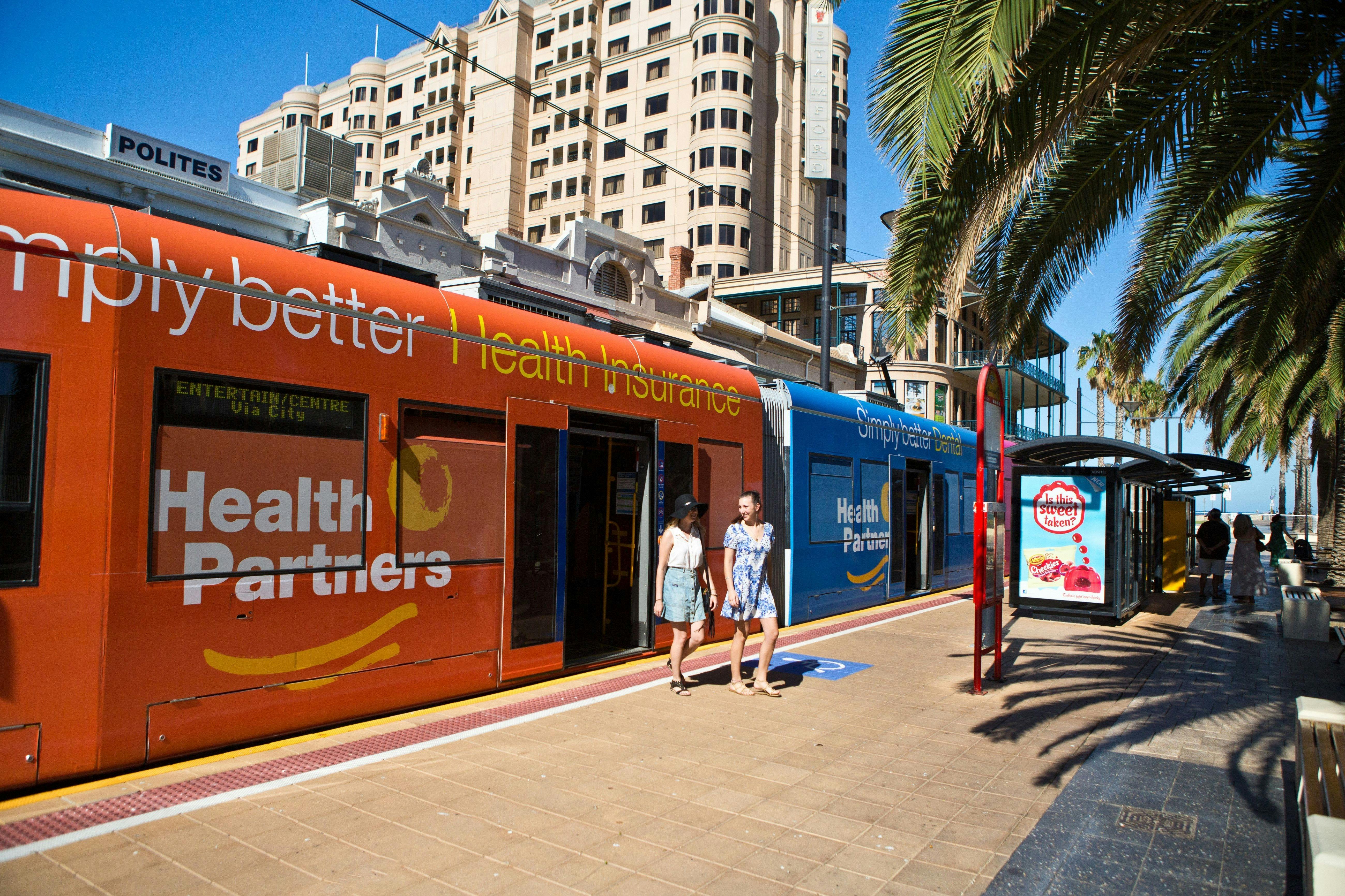Catch tram to/from Adelaide