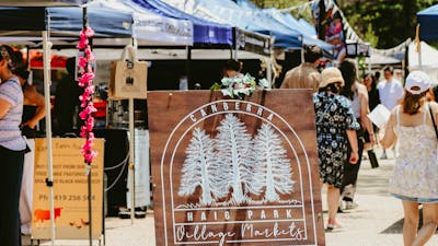 The Haig Park Village Markets sign