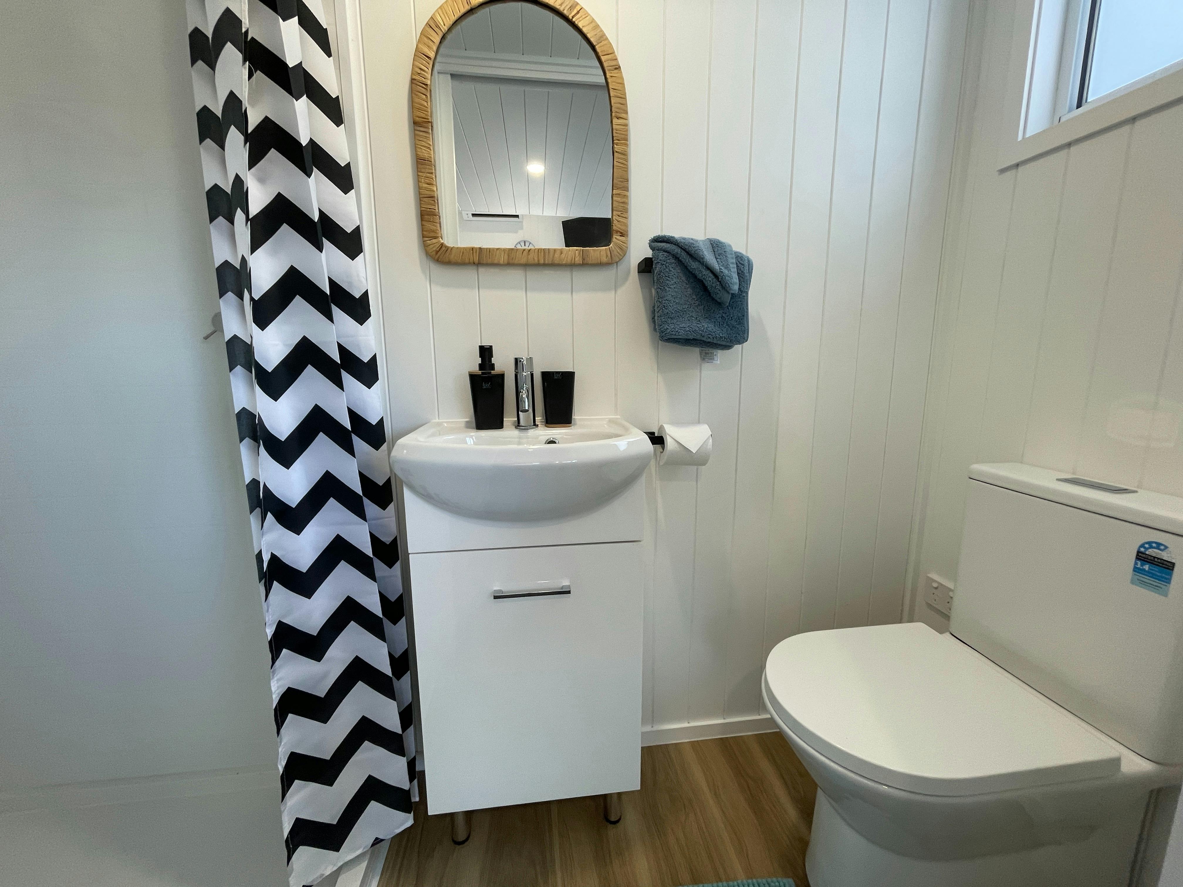 Bathroom- shower, vanity & toilet