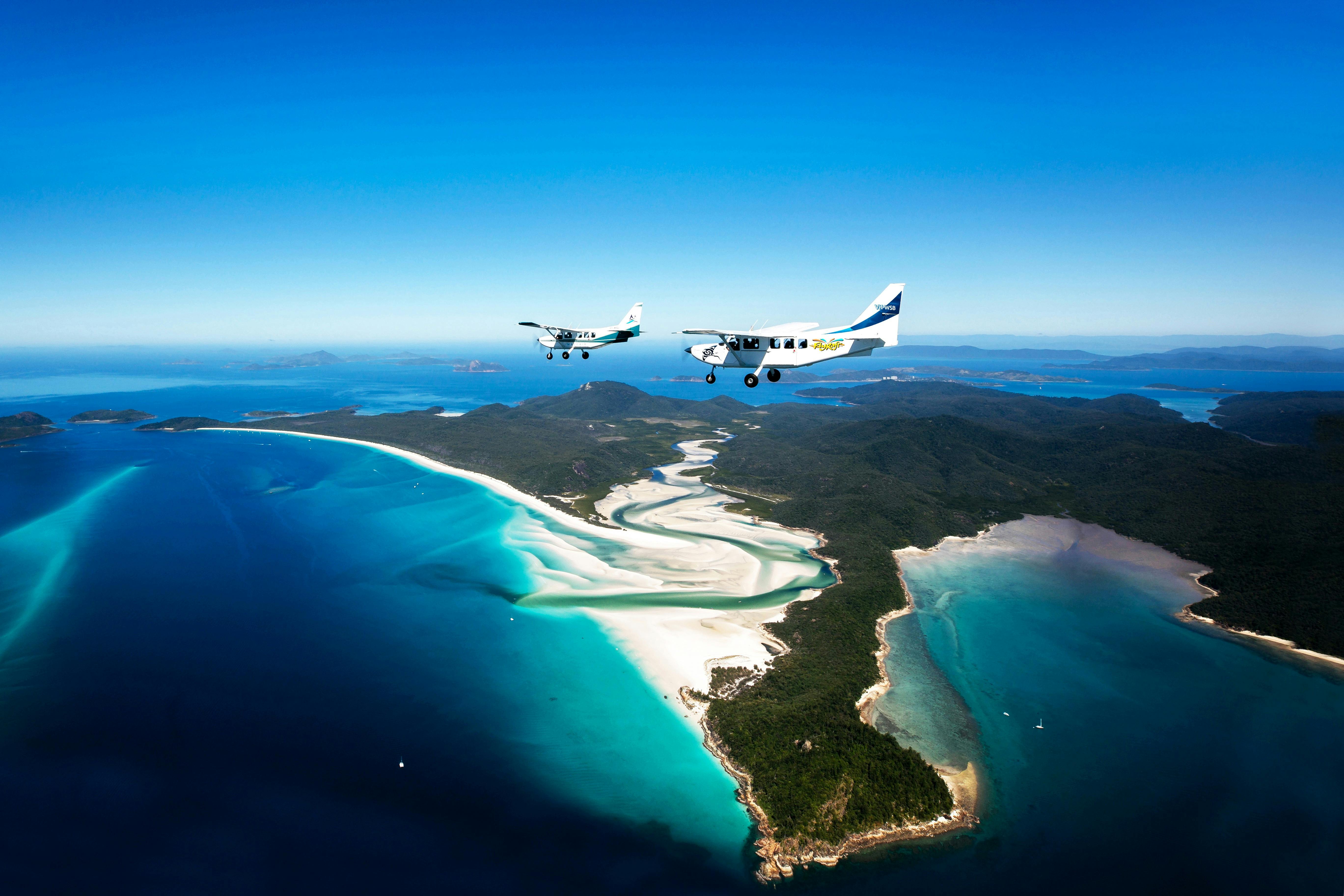 Fly over Whitehaven Beach