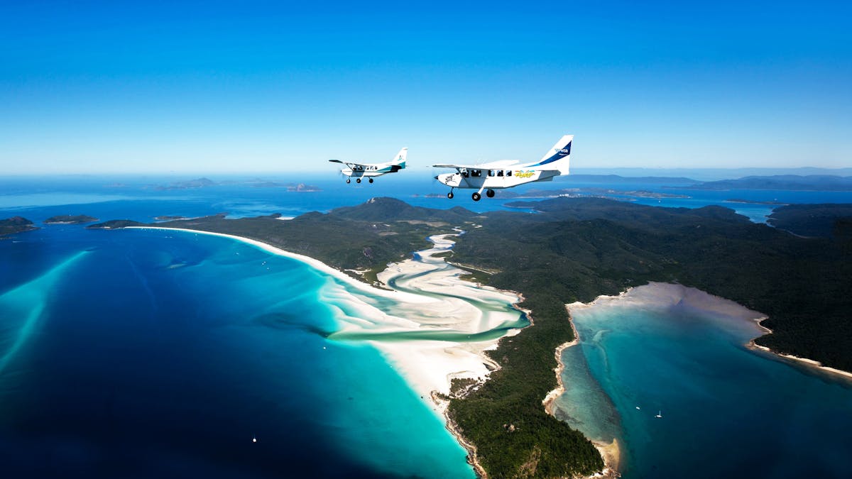 Fly over Whitehaven Beach