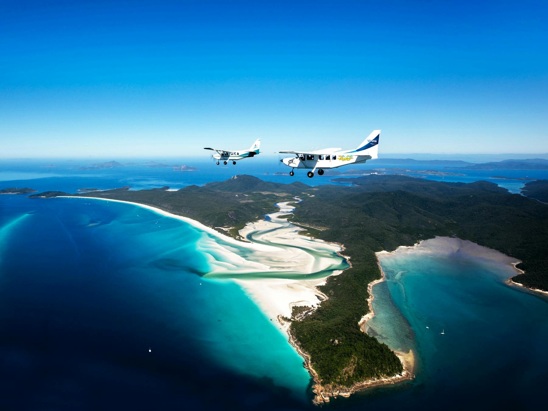 Fly over Whitehaven Beach