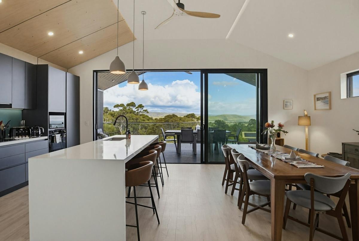 Open plan living room at Panorama Lookout Normanville